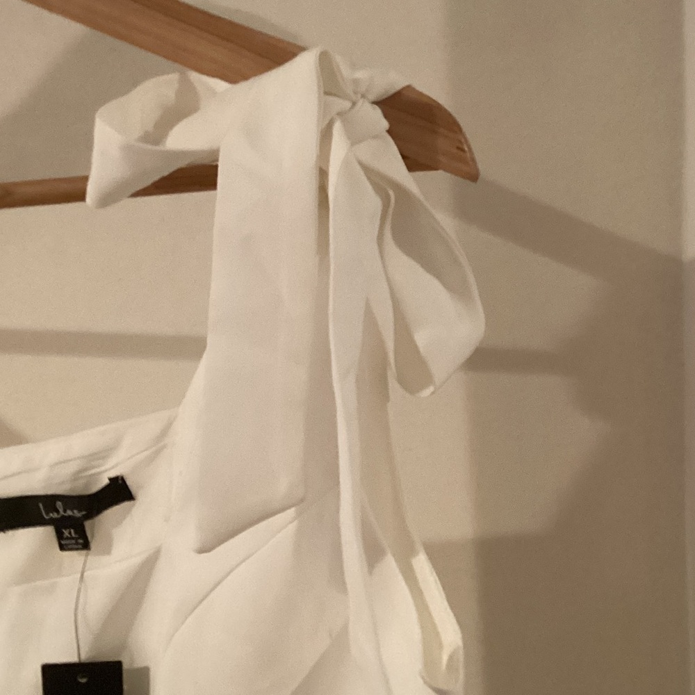Lulu's White Tie-Shoulder Mini Dress - Picture 8 of 14